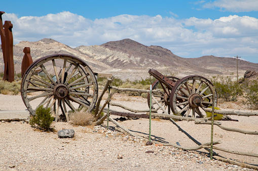 Rhyolite, Nevada, USA: September 1st 2017 - Abandoned carts at Rhyolite ghost town, Nevada