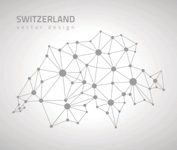 Switzerland grey vector contour dot polygonal triangle map Switzerland vector triangle map zurich map stock illustrations