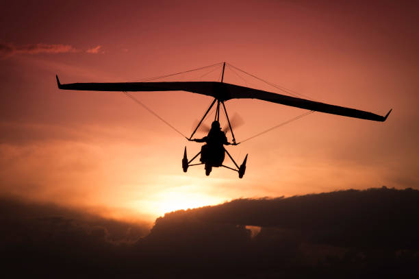 Ultralight aircraft silhouette stock photo