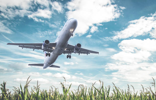 istock takeoff from an airplane on a field 866092028