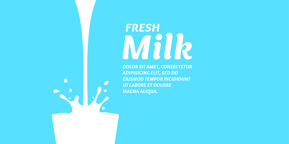 The original concept poster to advertise milk. Vector sticker.