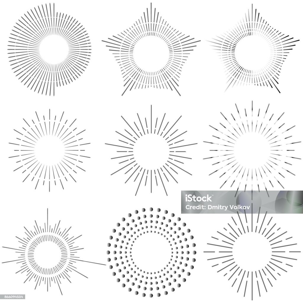 Abstract black and white sun Abstract black and white sun. Flat design, vector illustration, vector. Concentric stock vector