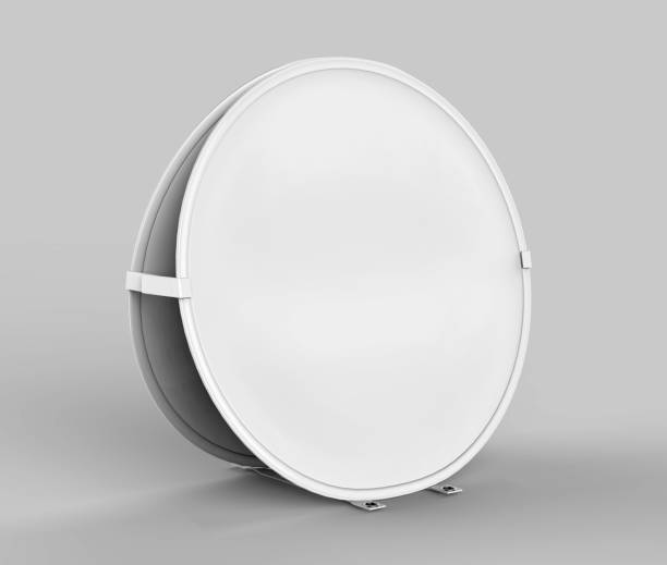 istock Blank white circle frame  pop up advertising Banner are ideal for outdoor sporting display event branding. Portable lightweight system. 3d render illustration. 866095196