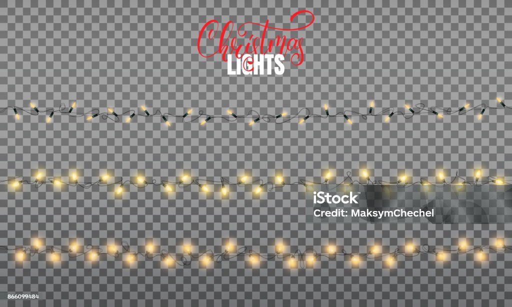 Christmas lights. Realistic decoration design elements for Xmas. Three types of glowing lights for winter holidays. Shiny garlands for Christmas and New Year Christmas lights. Realistic decoration design elements for Xmas. Three types of glowing lights for winter holidays. Shiny garlands for Christmas and New Year. Christmas Lights stock vector