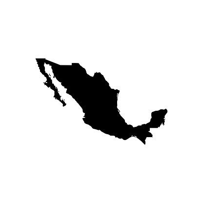 Black vector icon map of Mexico