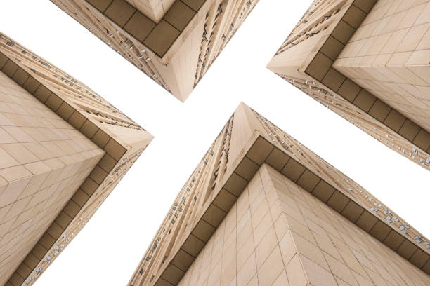 Look up at the skyscraper in the city centre