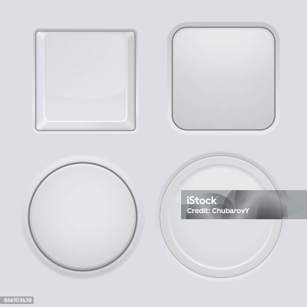 Simple Select Button Gray Blank Buttons Light Gray Button Set Stock Illustration - Download Image ...