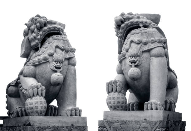 istock Chinese stone lion sculpture. 866104064