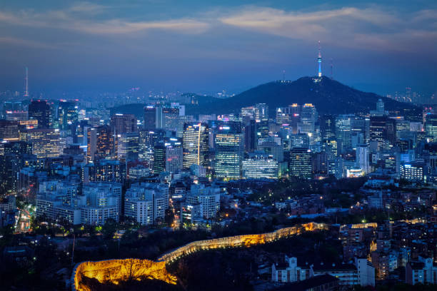 istock Seoul skyline in the night, South Korea. 866106812