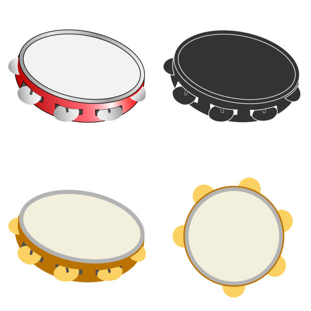 tamburin-symbol - tambourine stock-grafiken, -clipart, -cartoons und -symbole