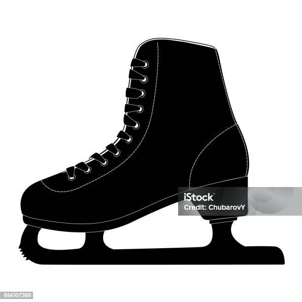 Ice Skate Black Silhouette Icon Stock Illustration - Download Image Now - Black Color, Blade, Clip Art