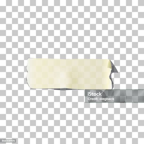 Masking Or Adhesive Tape Piece Vector Torn Masking And Adhesive Tape Part On Transparent Background Stock Illustration - Download Image Now