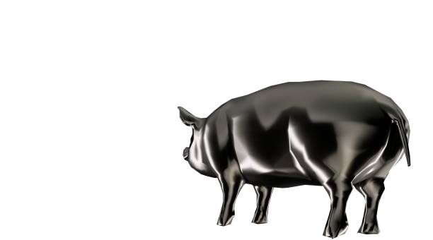 istock 3d rendering of a reflective fat pig animal on a background 866128002