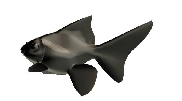 istock 3d rendering of a reflective fish shape swimming with fins 866130584