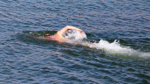 istock The man is swimming in the lake 866130740