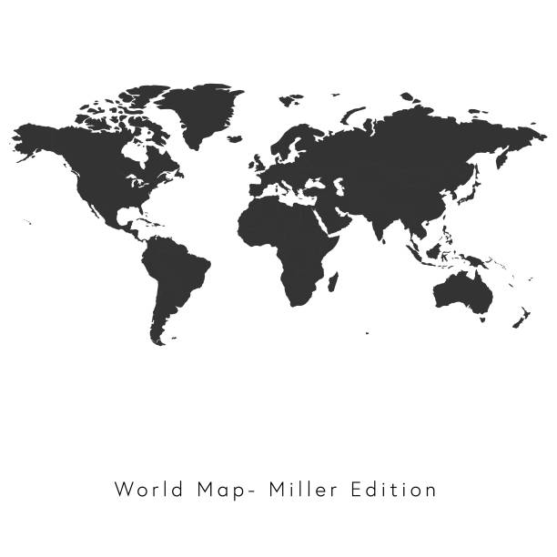 mapa świata miller edition - naturalny świat stock illustrations