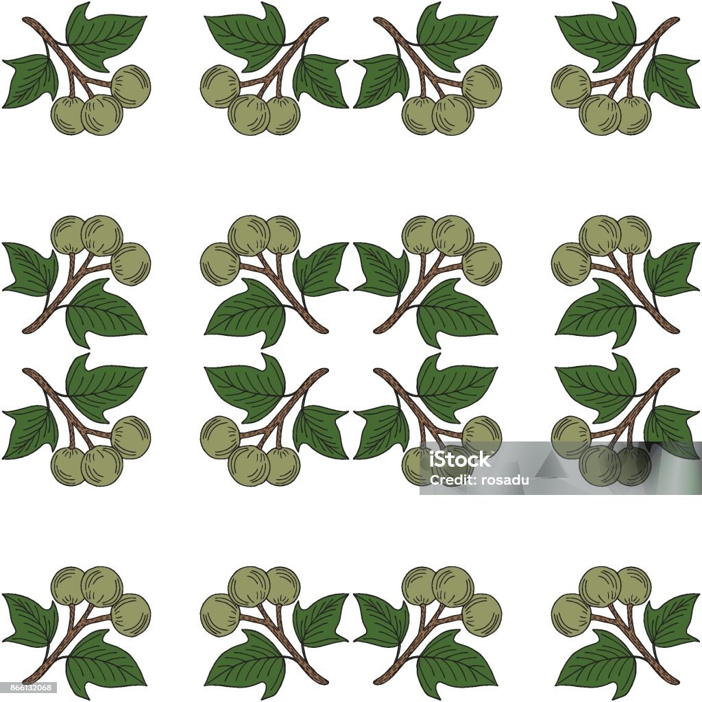 Kukui Tree Pattern Kukui In Color Liner Seamless 2 Stock Illustration - Download Image Now ...