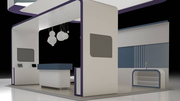 istock 3D rendering Design of an exhibition isolated on white 866132582
