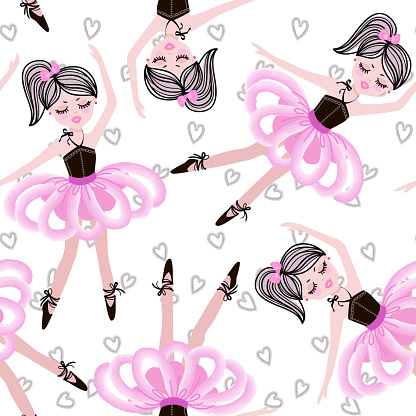 Ilustración de Linda Bailarina Bailarinas En Tutús Rosa Patrón Transparente  De Vector Para Fondos De Pantalla De Bebés Y Niños Textiles Carteles Y Las  Impresiones De Ropa Pocas Novias En Vestidos De