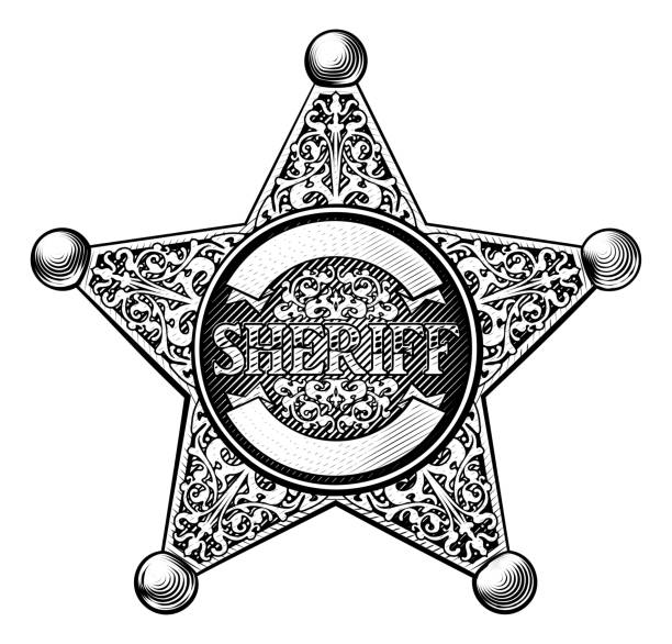 sheriff-stern-abzeichen - police badge badge police white background stock-grafiken, -clipart, -cartoons und -symbole