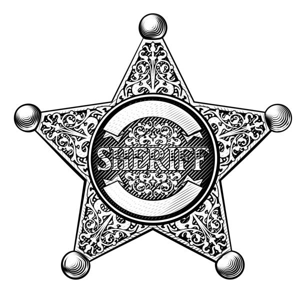 odznaka szeryfa - police badge badge police white background stock illustrations