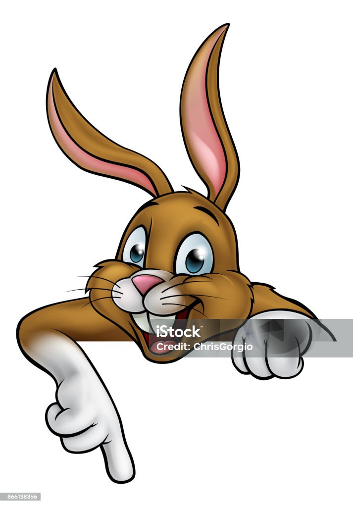 Cartoon Rabbit Pointing Cartoon Easter Bunny Or Rabbit Pointing Stock Illustration - Download ...