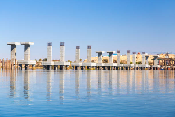 istock Construction site of the new bridge built on the Nile, Egypt. 866154382