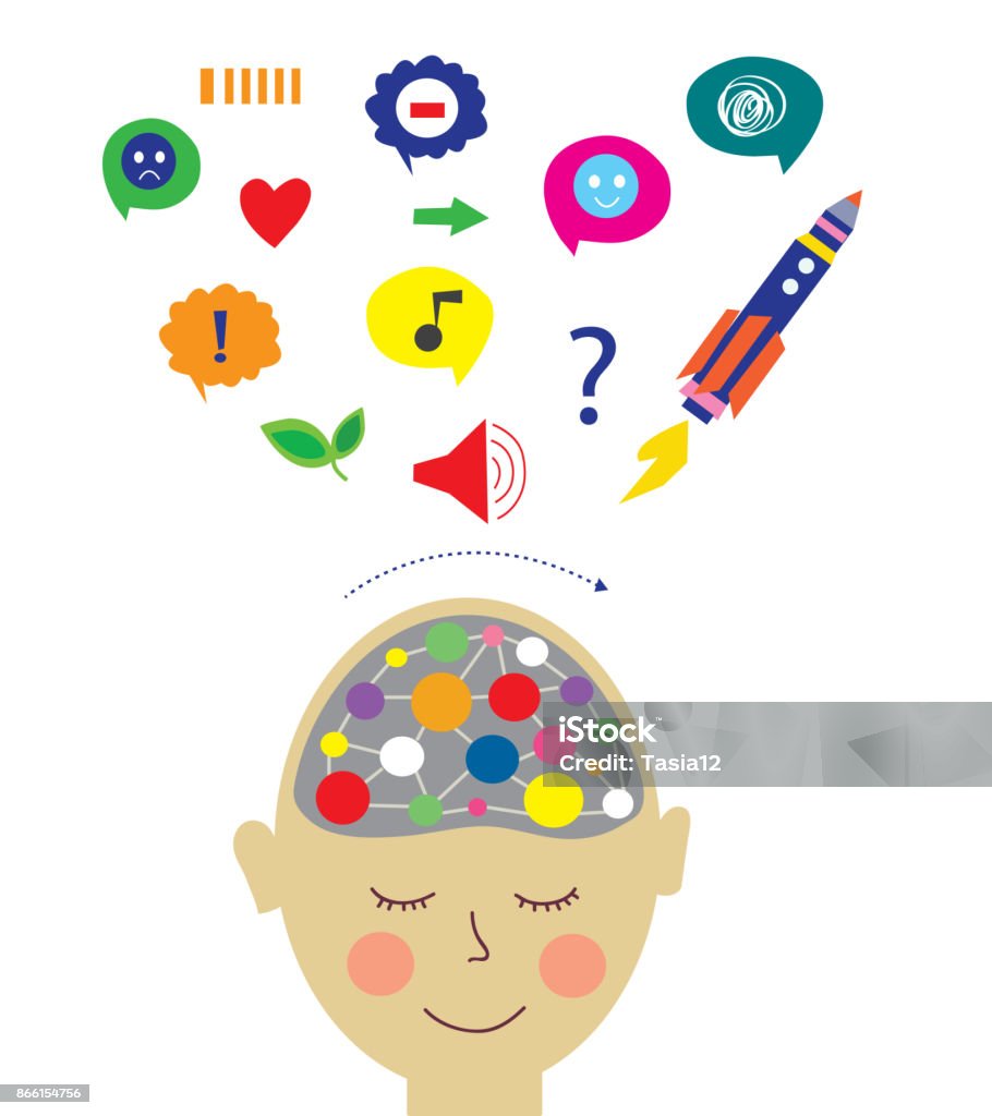 Wthinking Process Of Thinking And Dreaming Concept For Kids Vector Illustration ...