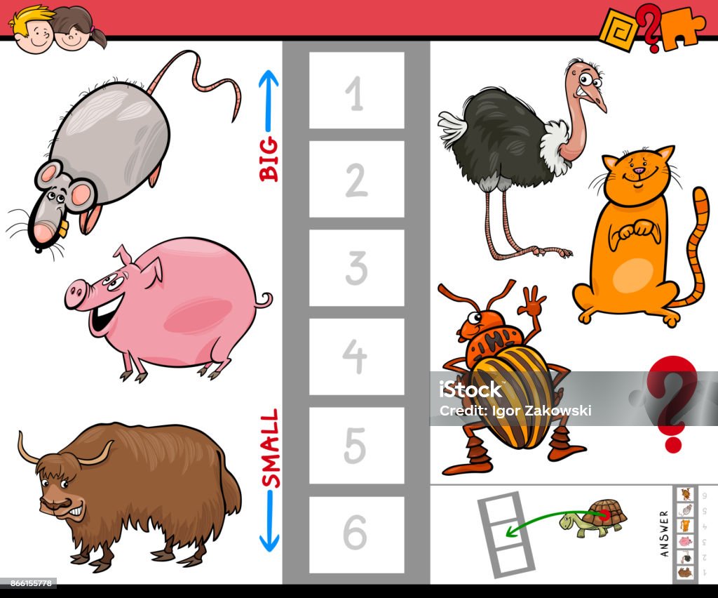 Ilustración de Dibujos Animados De Animales Grandes Y Pequeños Juegos Para  Niños y más Vectores Libres de Derechos de Animal - iStock