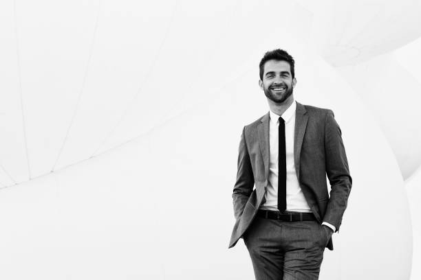 Happy Suit Guy Stock Photo - Download Image Now - Black And White, Portrait,  Men - iStock