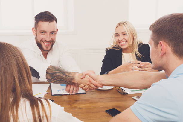 istock Business handshake at office meeting, contract conclusion and su 866168252