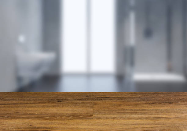 istock The wooden table. Blurred interior. Bathroom 866174028