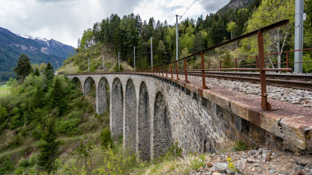 istock Bridge on Landwasser Viaduct bridge, Switzerland 866178216