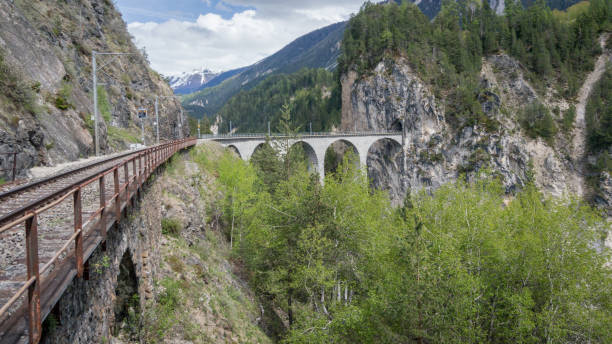 istock Bridge on Landwasser Viaduct bridge, Switzerland 866178348