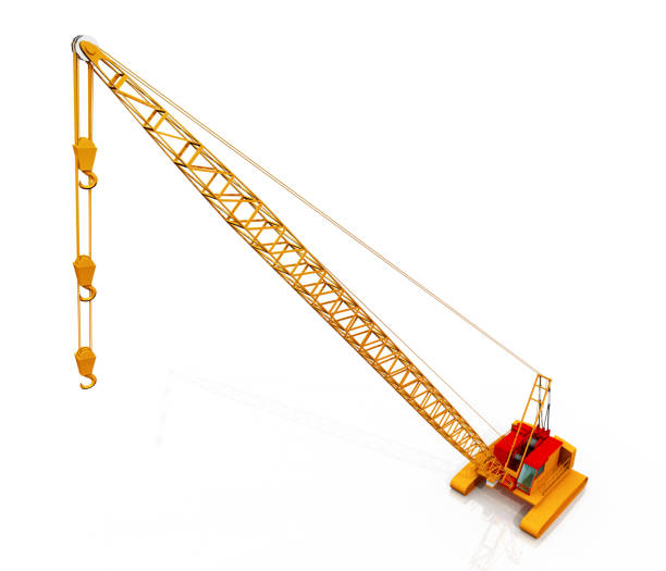 Computer generated 3D illustration with a rope crane against a white background