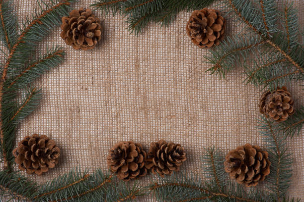 istock Christmas and New Year decorations on a burlap background 866186046