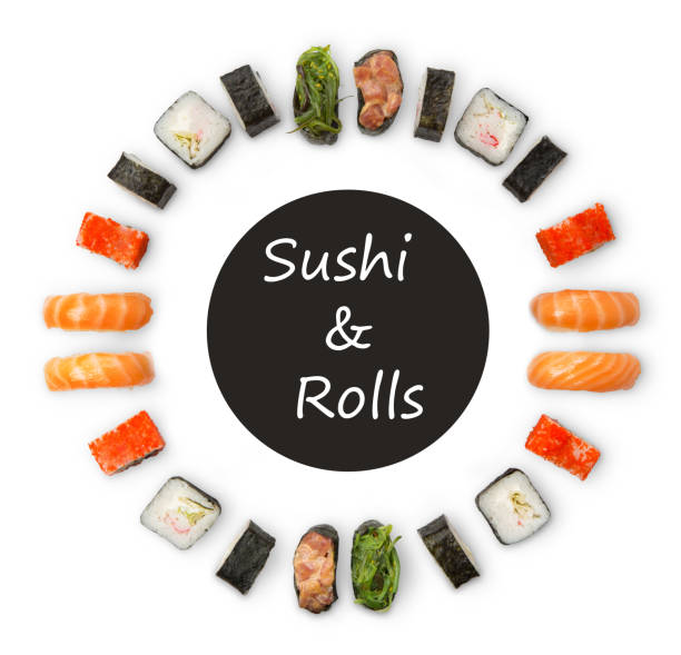 istock Set of sushi, maki and rolls isolated on white background 866186694