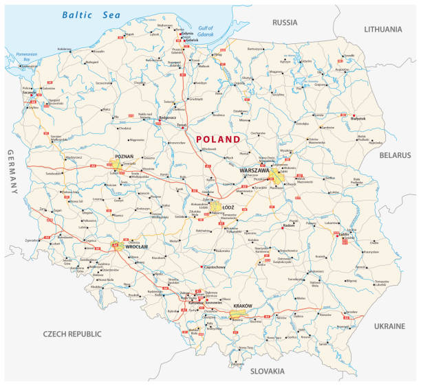 mapa drogowa rzeczypospolitej polskiej - poland stock illustrations