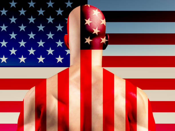 istock Muscular Man with USA Flag 866190490