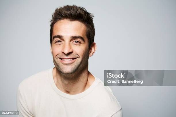 Smiling Guy In Studio Stock Photo - Download Image Now - Smiling, 35-39 Years, Portrait