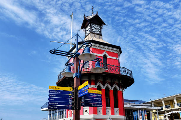 clock tower at the victoria and alfred waterfront in cape town, south africa - victoria and alfred imagens e fotografias de stock