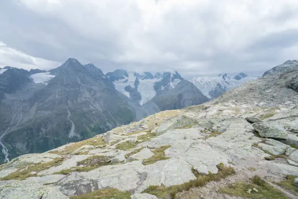 Beautiful view of mountain range in Switzerland, European Alps.