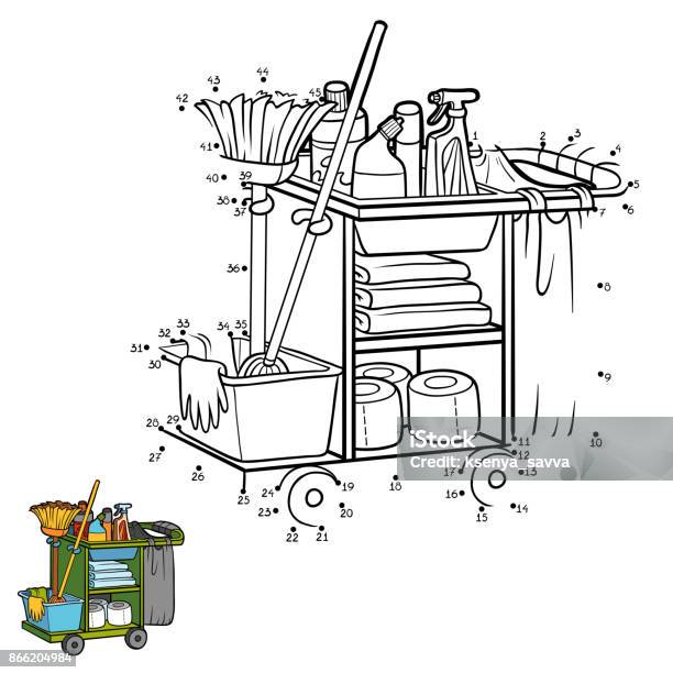 Numbers Game For Children Maid Cart Stock Illustration - Download Image Now - Child, Hotel, Leisure Games