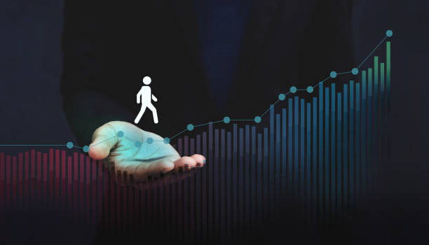 Company Helping and Supporting Customer to Success with Care Concept, Person Steps on Graph over a Careful Gesture Hand
