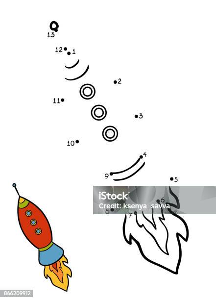 Numbers Game Spaceship Stock Illustration - Download Image Now - Connect the Dots, Child, Rocketship