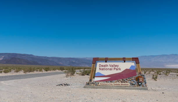 Mojave desert landscapes near the Death Valley National Park/ National Parks of the USA. California - Nevada boarder in the USA. Death Valley is the largest national park in the lower 48 states, and the hottest, driest and lowest of all the national parks in the United States. Mojave Desert. Extremely hot weather in summer
