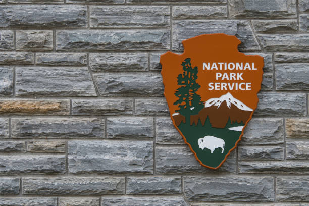 Cherokee, United States: April 16, 2017: National Park Service Sign With Copy Space to Left