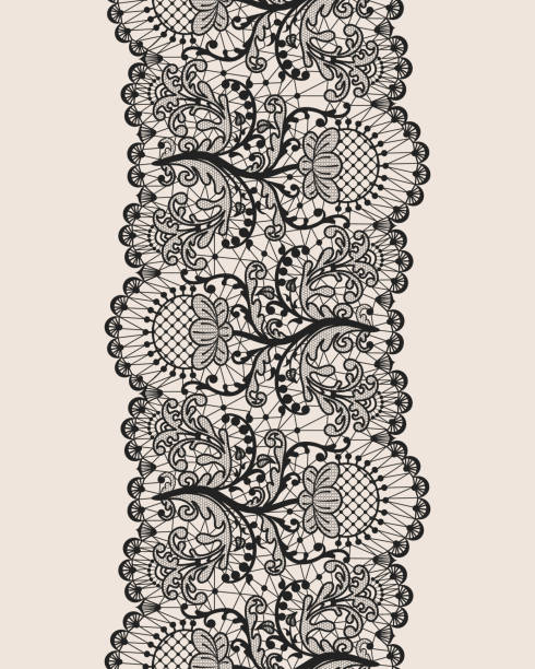 Seamless black lace vector art illustration