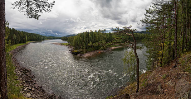 istock panorama of the taiga river 866214814