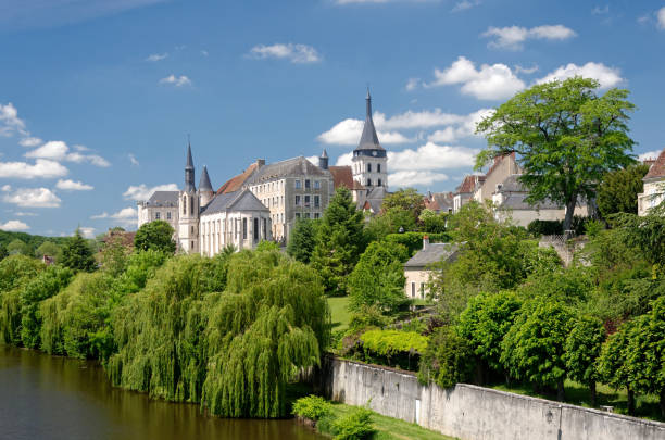 french village on the banks of the creuse river - traditional culture religion church travel imagens e fotografias de stock